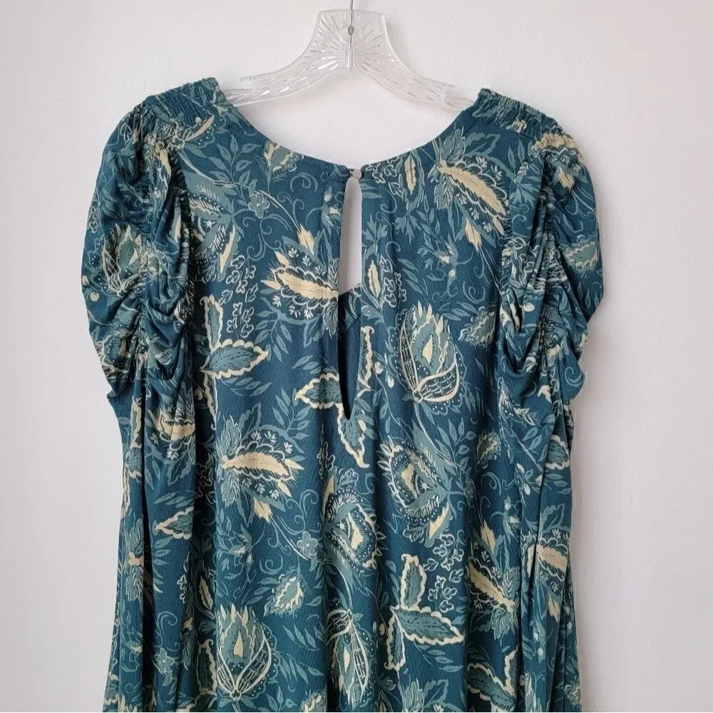 FREE PEOPLE Hello Lover Tunic Dress Top Dusty Indigo Combo Blouse Dress Size S